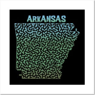Arkansas State Outline Colorful Maze & Labyrinth Posters and Art